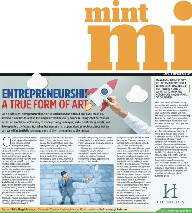 Entrepreneurship: a true form of art