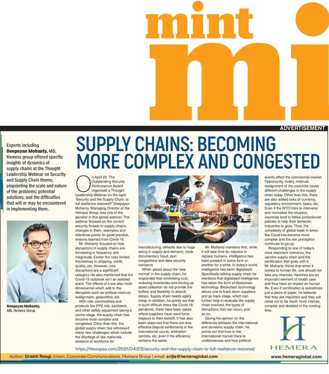 Supply chains: becoming more complex and congested