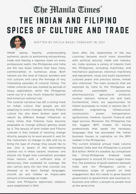 The Manila Times column: The Indian and Filipino spices of culture and trade